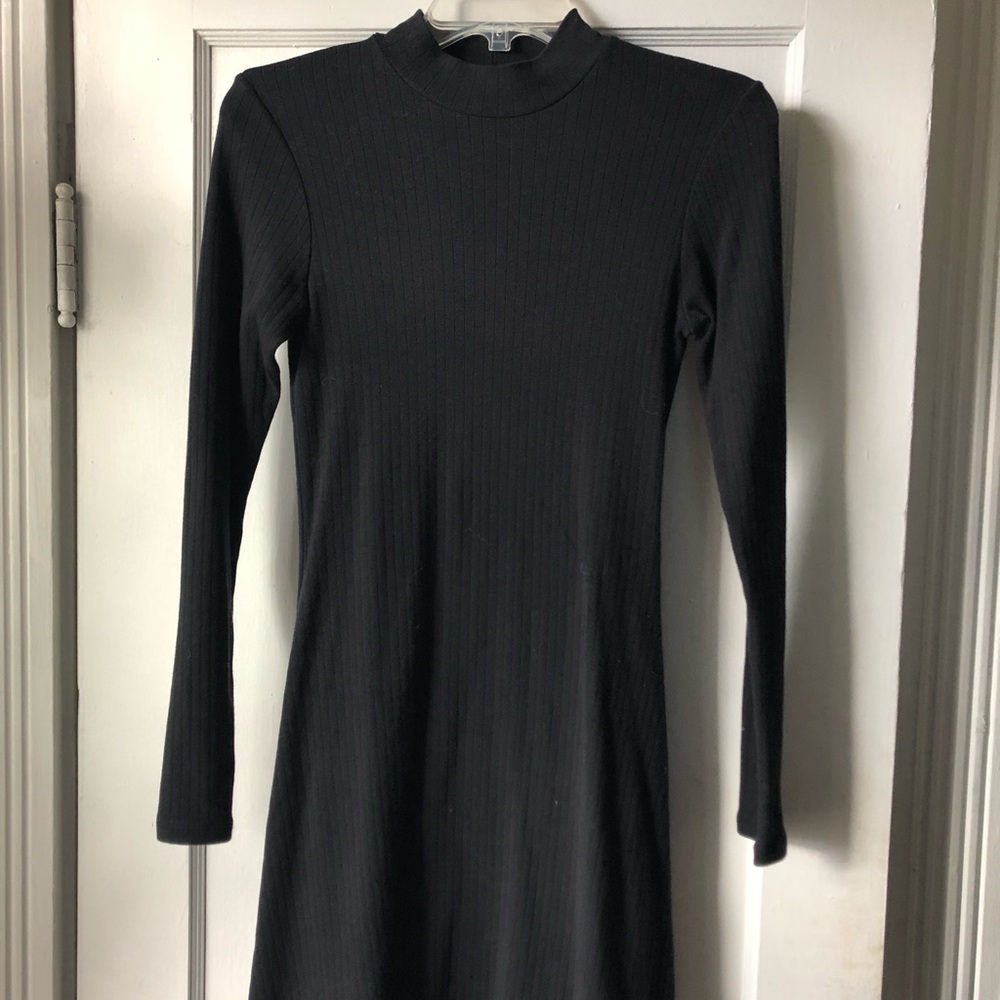 Ribbed mock neck turtleneck dress
